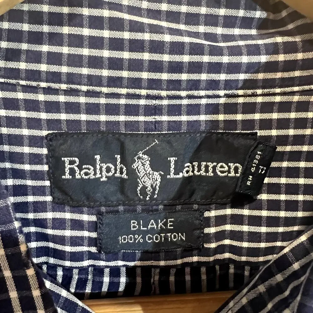 Ralph Lauren Blake Men's Gingham Button Down Long Sleeve Shirt‎ XL